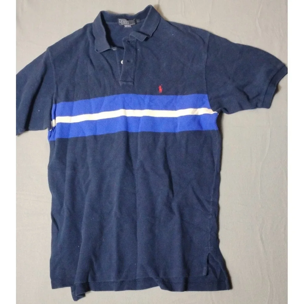 Polo by Ralph Lauren Short Sleeve 100% Cotton Blue Striped Shirt Size X-Large